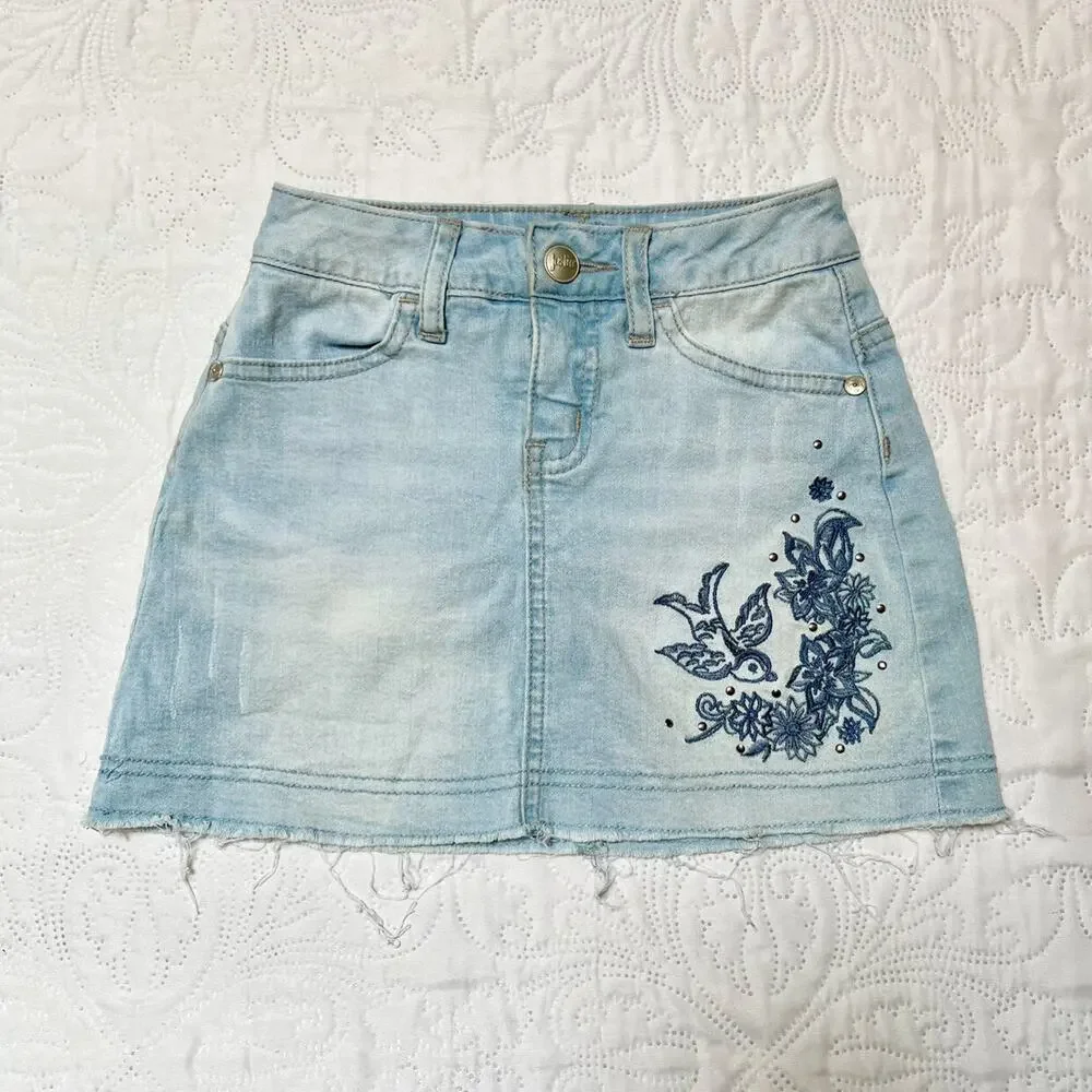Justice Embroidered Jean Skort Size 6